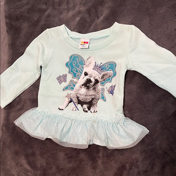 Healthtex Light Blue Peplum Top with Dog and Butterfly Design - Picture 1 of 1